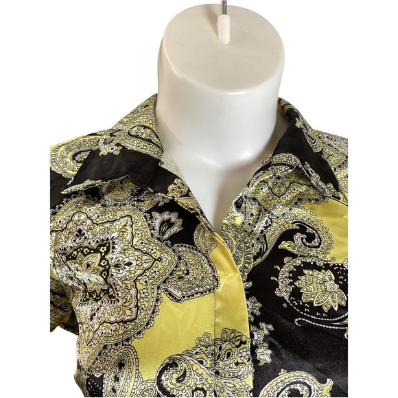 Cato Black and Yellow Paisley Button-Up Blouse, Plus Size 18/20, 2X - Picture 3 of 8